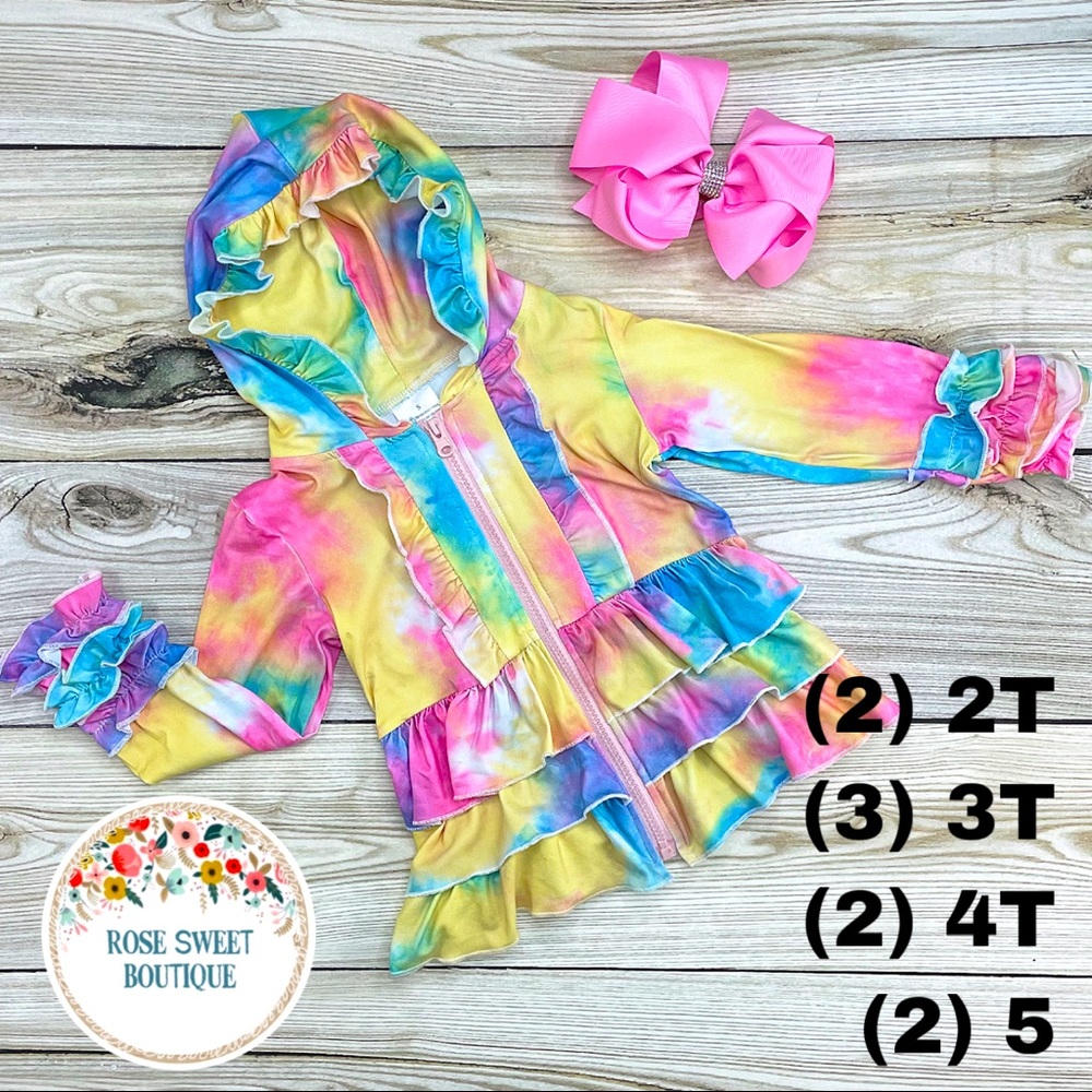 Cotton Candy Tie Die Ruffled Hoodie